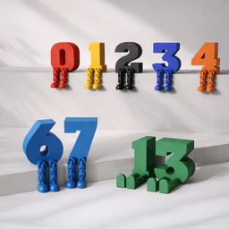 Articulated Number Set | 0–9 Numbers with Moving Legs | for Home, Office, Educational 3d model