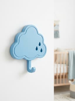 Raincloud Nursery Wall Hook - Pastel Cloud Towel Hanger STL 3d model