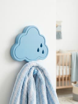 Raincloud Nursery Wall Hook - Pastel Cloud Towel Hanger STL 3d model