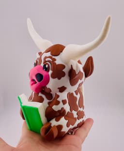 Texas Longhorn Cow Reading 3d model
