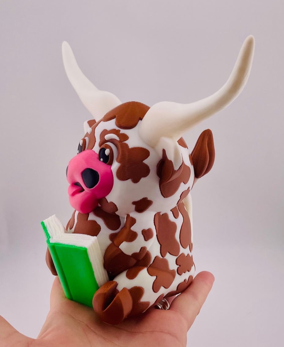 Texas Longhorn Cow Reading 3d model