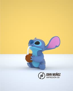 Stitch drinking – Articulated Version & Keychain 3d model