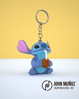 Stitch drinking – Articulated Version & Keychain 3d model