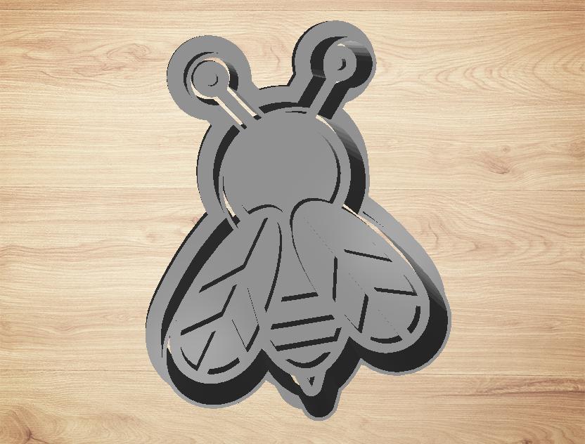 cookie cutter bee - cutter and stamp 3d model