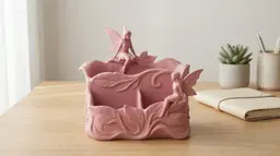 Enchanted Fairy Garden Desk Organizer - Coquette Aesthetic Stationery Caddy 3d model