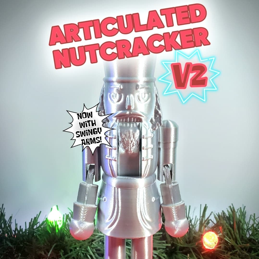Articulated Nutcracker with Swinging Arms and Stand-Up Base :: Classic Christmas Toy 3d model