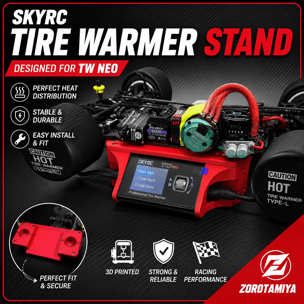 SkyRC TW Neo Tire Warmer Stand – RC Touring Car Setup Station | 3D Printable STL 3d model