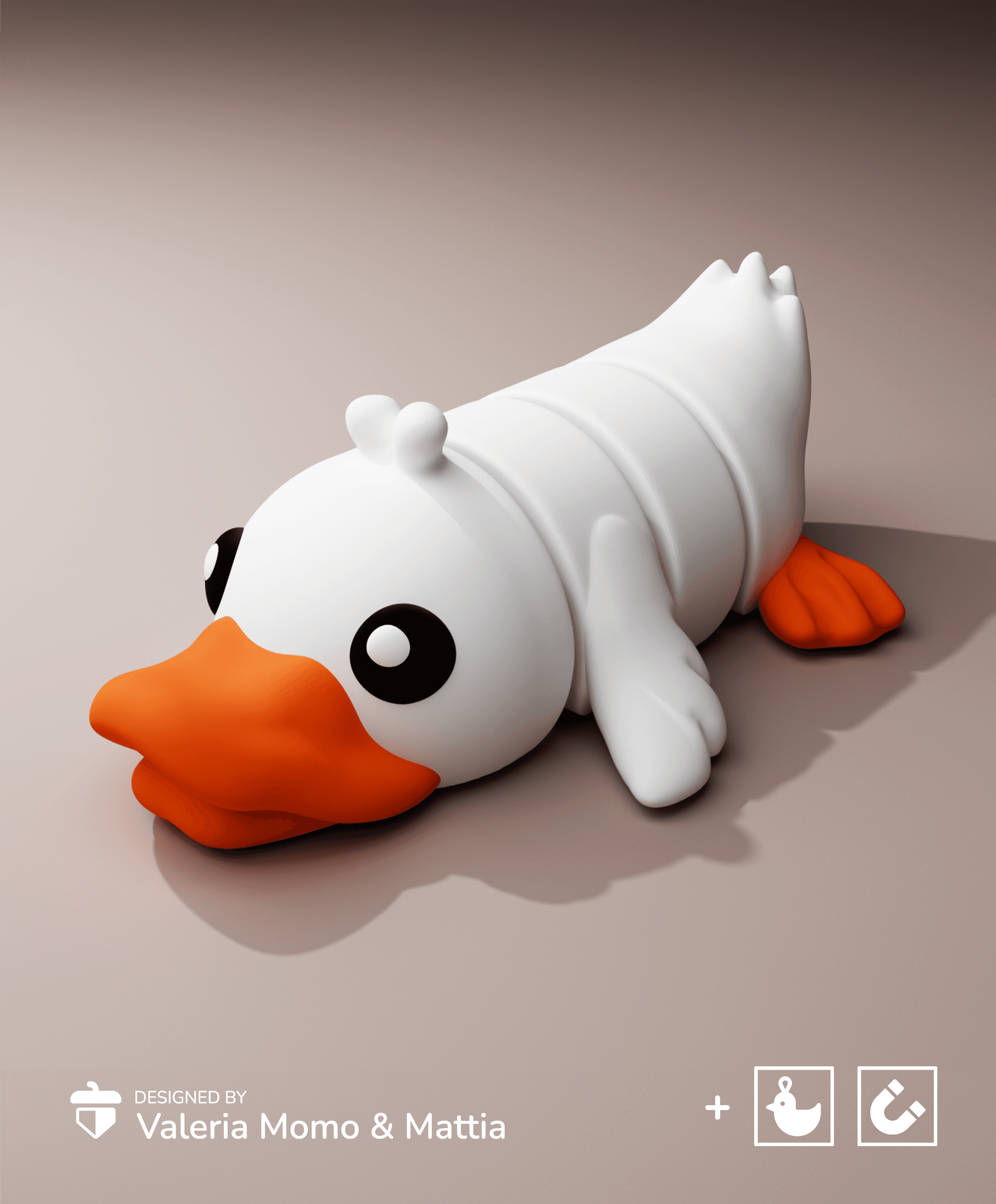 Cute Flexi Pets Duck (Toy, Keychain & Magnet) 3d model