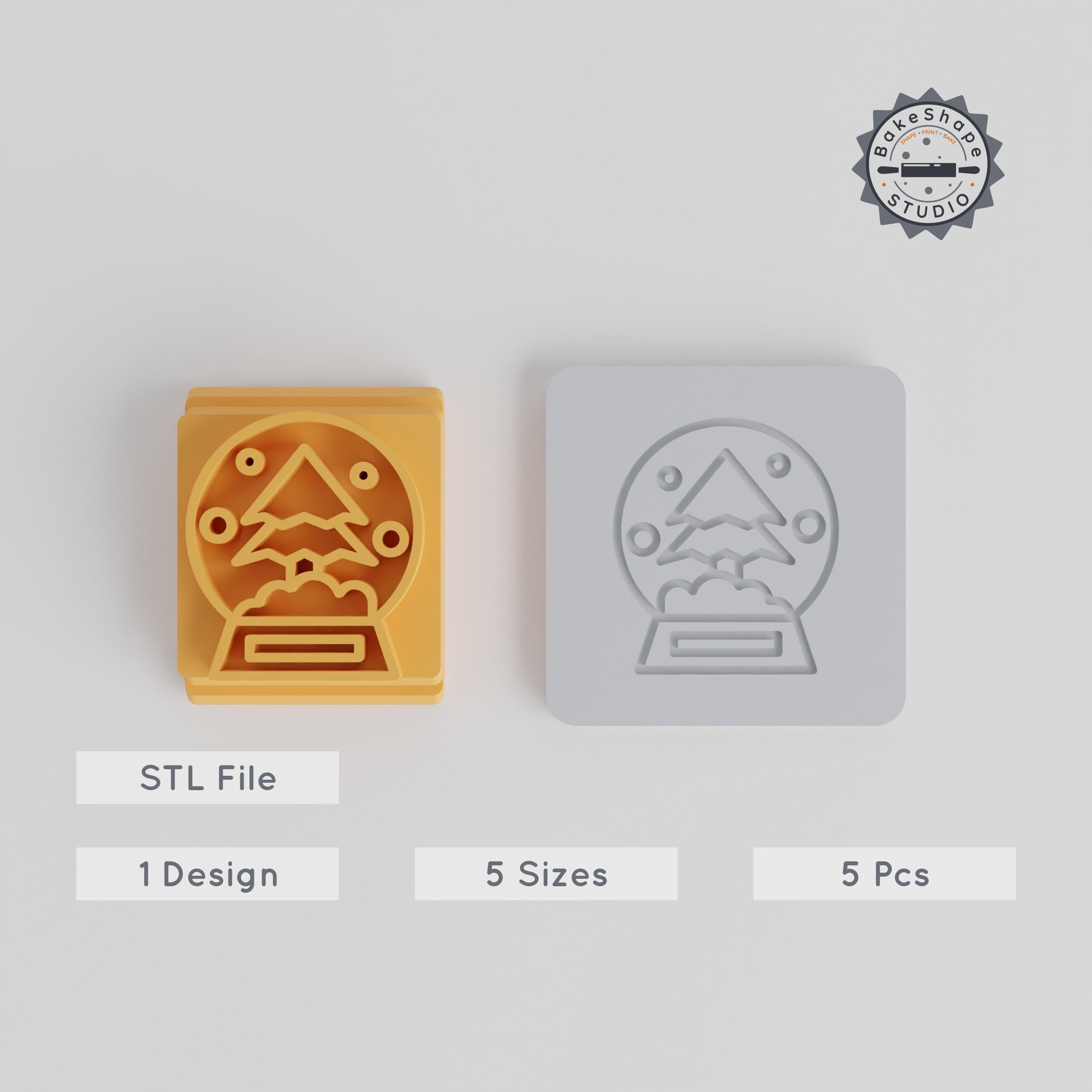 Snowglobe Stamp Tile Set, 5 Motif Sizes, Perfect for Clay & Cookie Decoration, Winter Holiday Crafting PRODUCT_5446 3d model