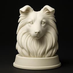Shetland Sheepdog Dog Bust - Dog Statue - STL 3MF - 3D Printable Dog Model - Pet Memorial 3d model