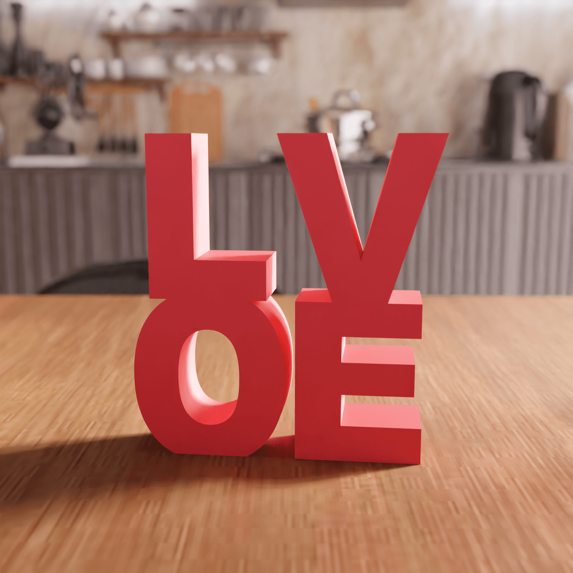 Geometric Stacked LOVE Typography Sign 3d model