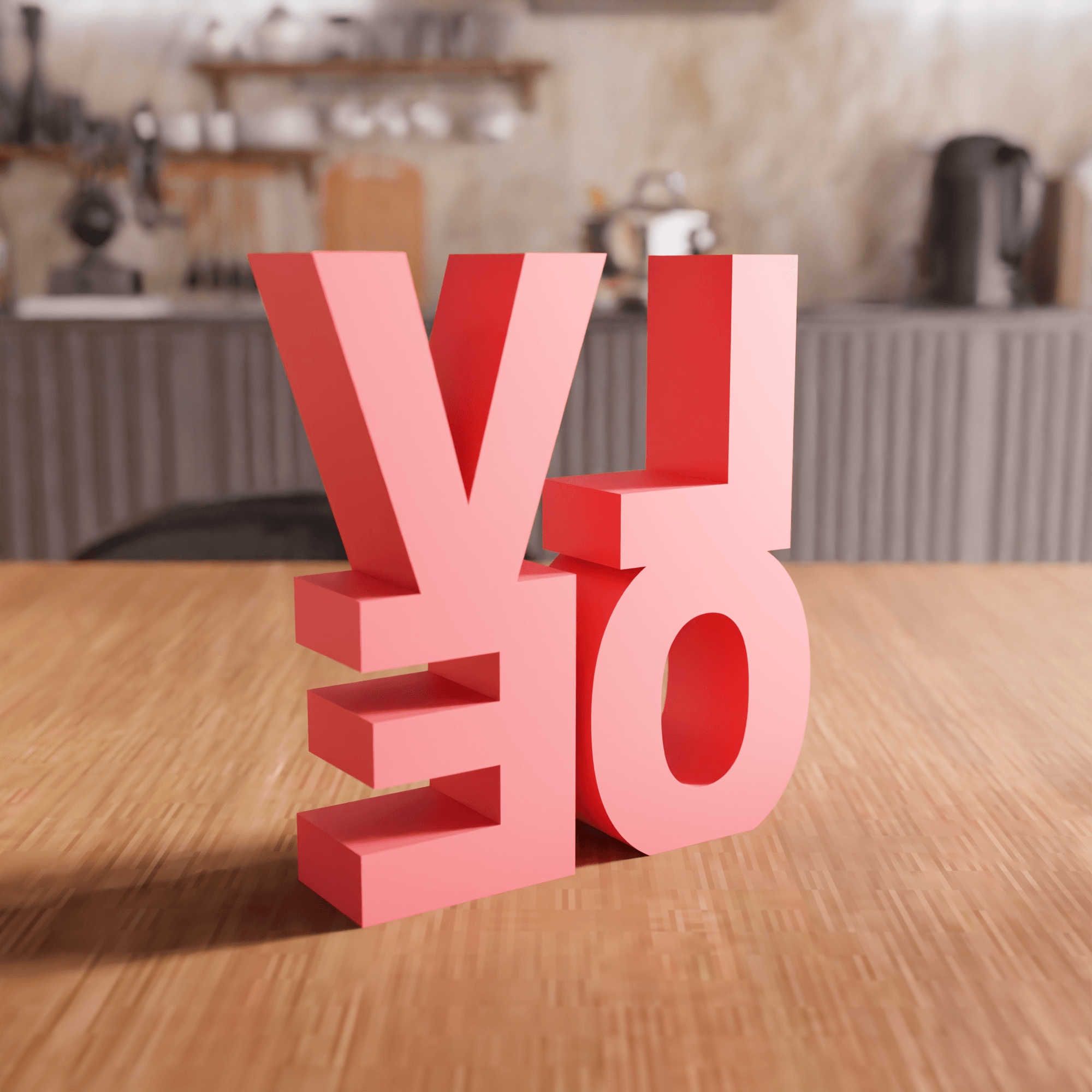 Geometric Stacked LOVE Typography Sign 3d model