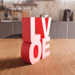 Geometric Stacked LOVE Typography Sign 3d model