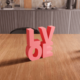 Geometric Stacked LOVE Typography Sign 3d model