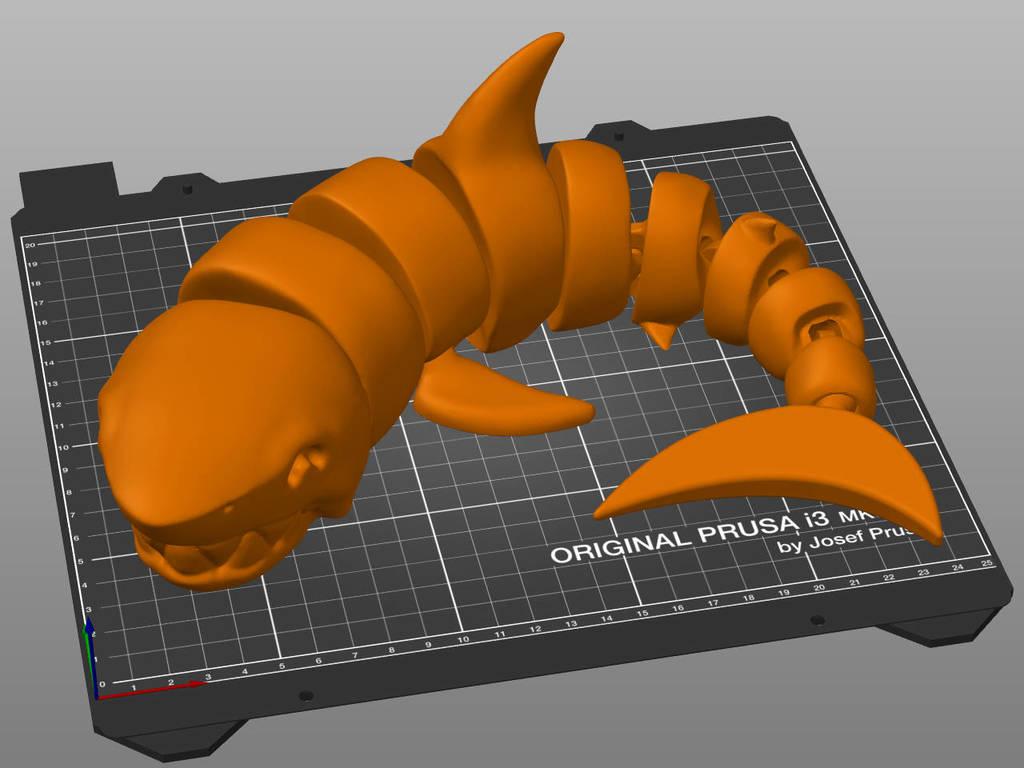 Curled Articulated Shark 3d model