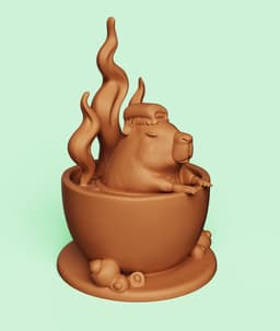 Cute Capybara Coffee Bath | Kawaii Desk Toy 3d model