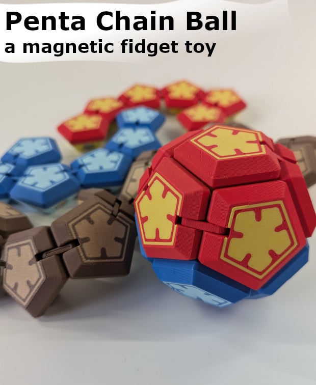 Penta Chain Ball - a magnetic fidget toy 3d model