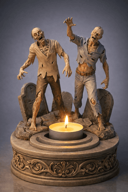 Zombie Graveyard Tealight Holder STL – Halloween Horror Candle Decor 3d model