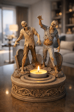 Zombie Graveyard Tealight Holder STL – Halloween Horror Candle Decor 3d model