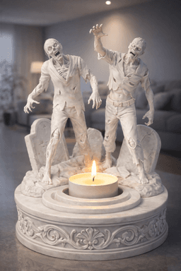 Zombie Graveyard Tealight Holder STL – Halloween Horror Candle Decor 3d model