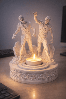 Zombie Graveyard Tealight Holder STL – Halloween Horror Candle Decor 3d model