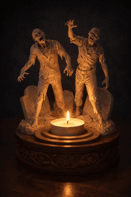 Zombie Graveyard Tealight Holder STL – Halloween Horror Candle Decor 3d model