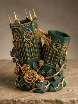 Gothic Cathedral Pen Holder & Desk Organizer 3d model
