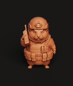 Tactical Hamster Soldier Figurine | Military Rodent Statue | Funny Desktop Mascot 3d model