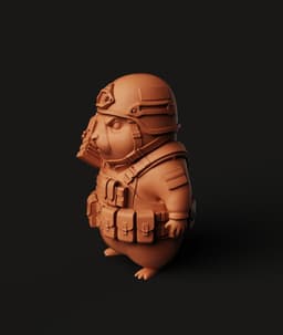Tactical Hamster Soldier Figurine | Military Rodent Statue | Funny Desktop Mascot 3d model