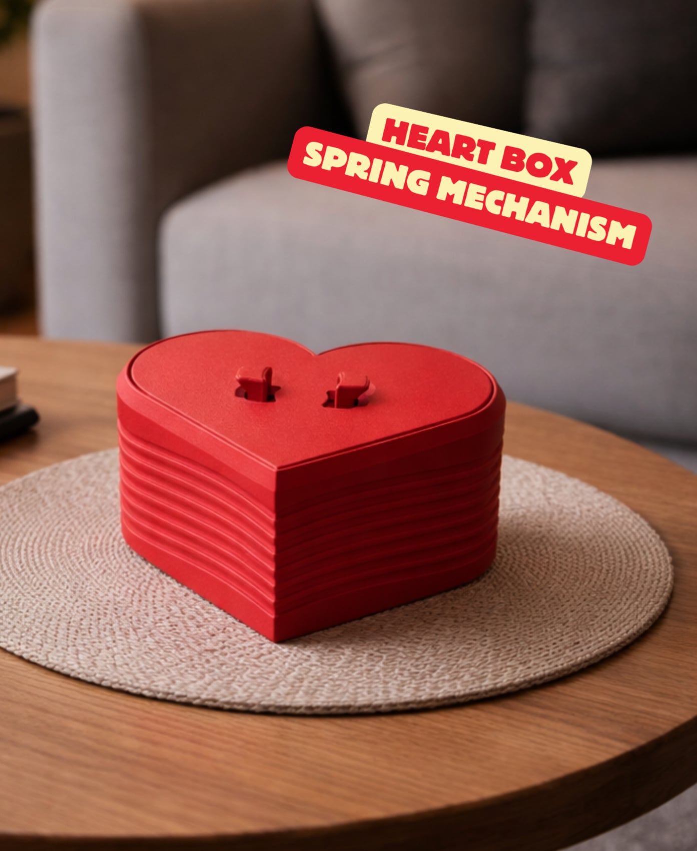 BOX IN HEART SHAPE FOR VALENTINES DAY / GIFT / MOTHERSDAY / SPRING MECHANISM 3d model