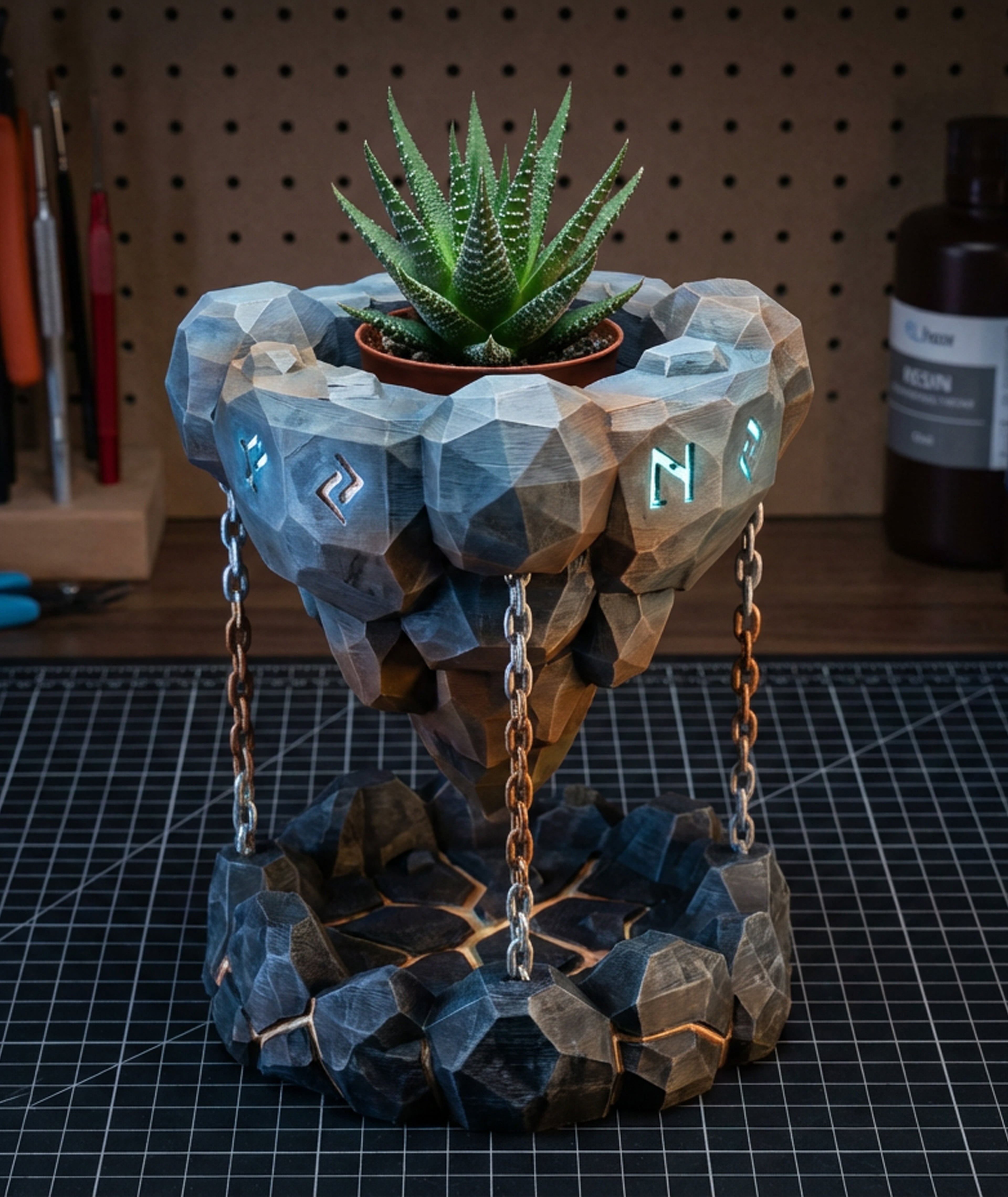 Floating Fantasy Island Planter | Magic Runes Pot 3d model