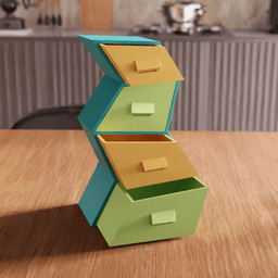 Zigzag Geometric Desktop Mini Drawer Organizer 3d model