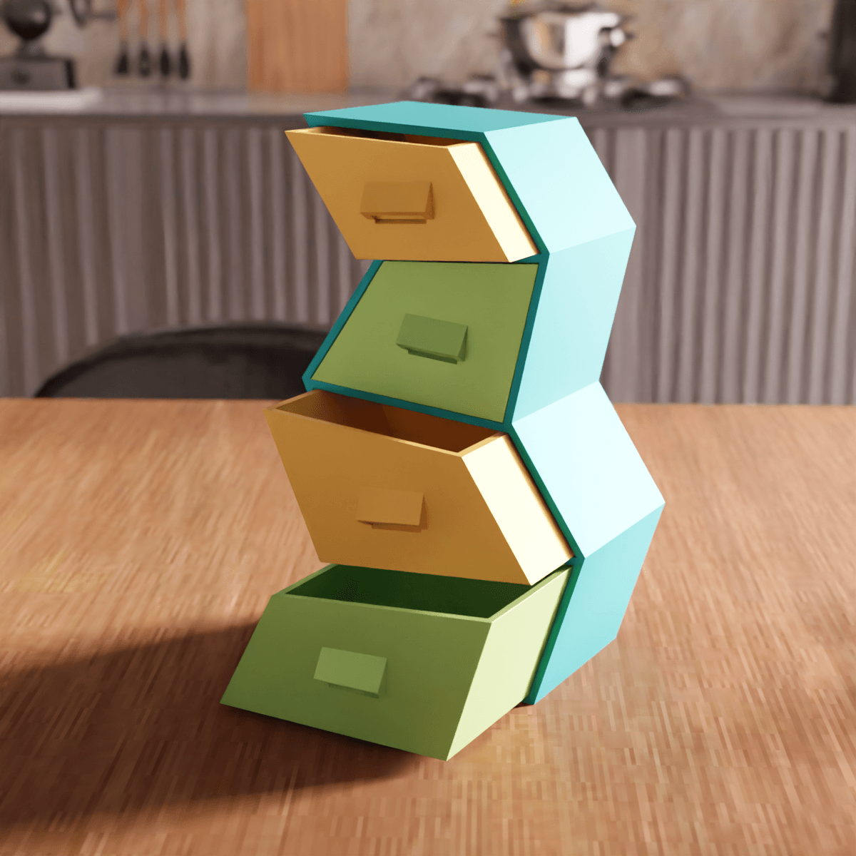 Zigzag Geometric Desktop Mini Drawer Organizer 3d model