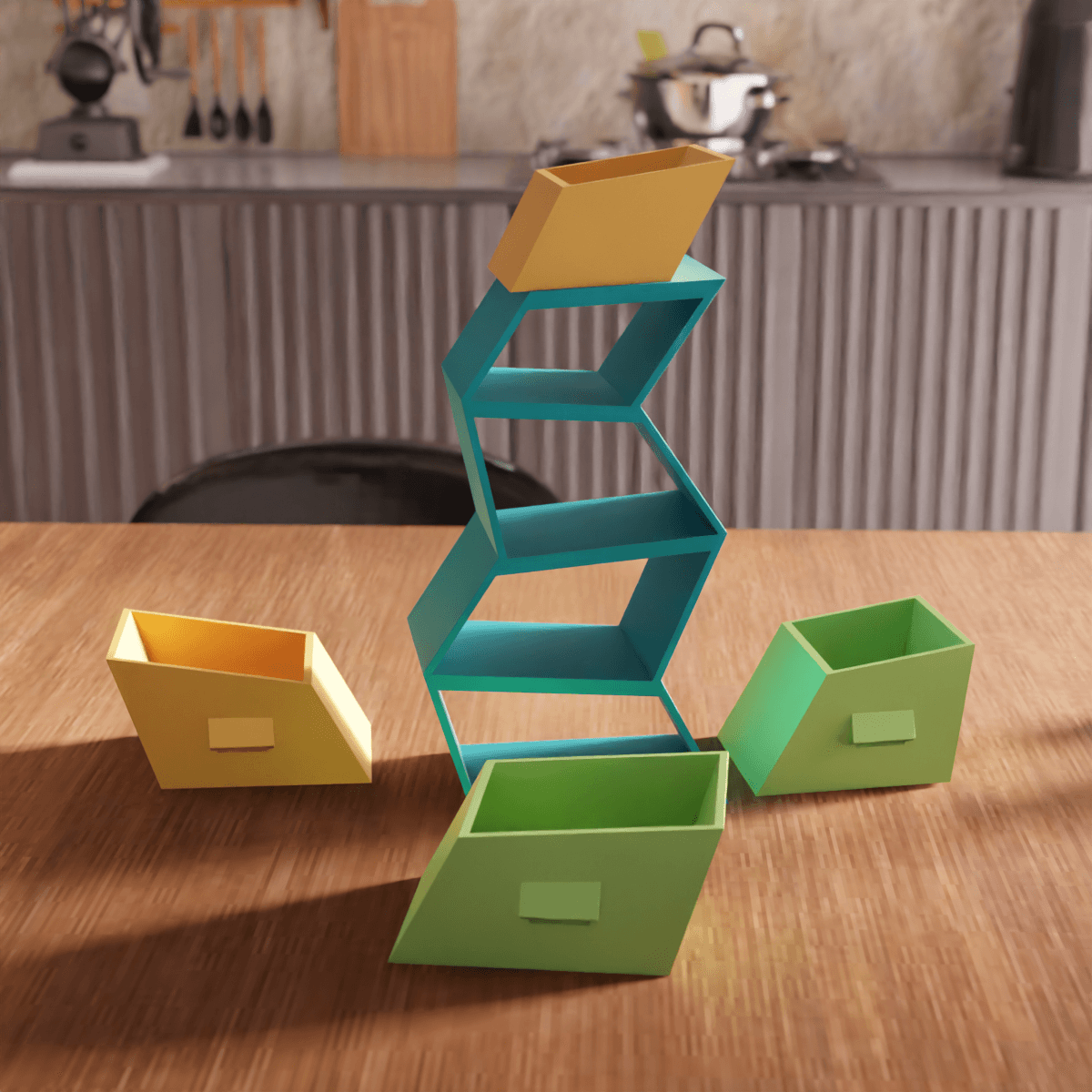 Zigzag Geometric Desktop Mini Drawer Organizer 3d model