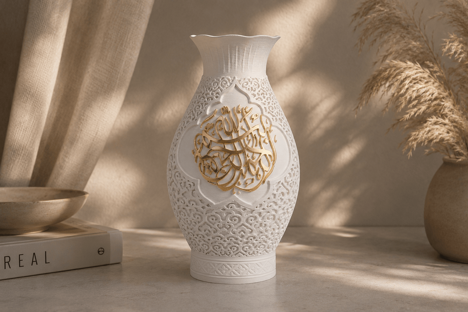 Arabic Calligraphy Vase - Islamic Style Decor 3d model