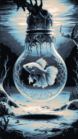 The world is immense when you are trapped in a ball - Fish in bulb Wall Art 3d model