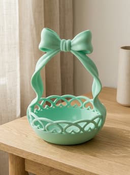 Coquette Bow Basket Vanity Organizer – Aesthetic Sculptural Catchall Tray 3d model