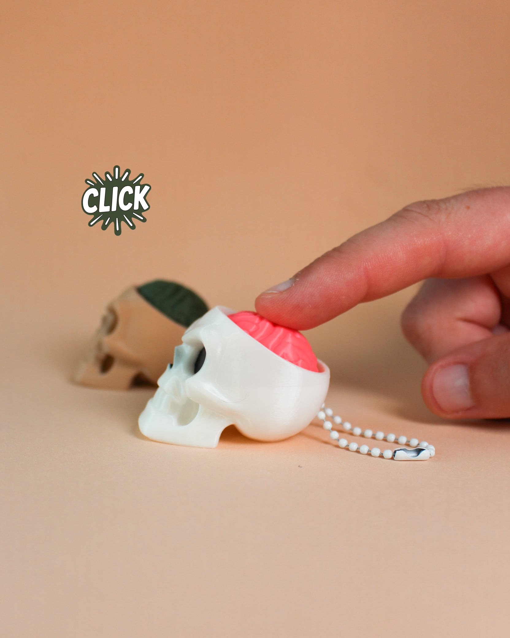 Halloween Skull Brain Fidget Clicker Keychain 3d model