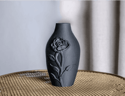 Elegant Black Rose Embossed Vase 3d model