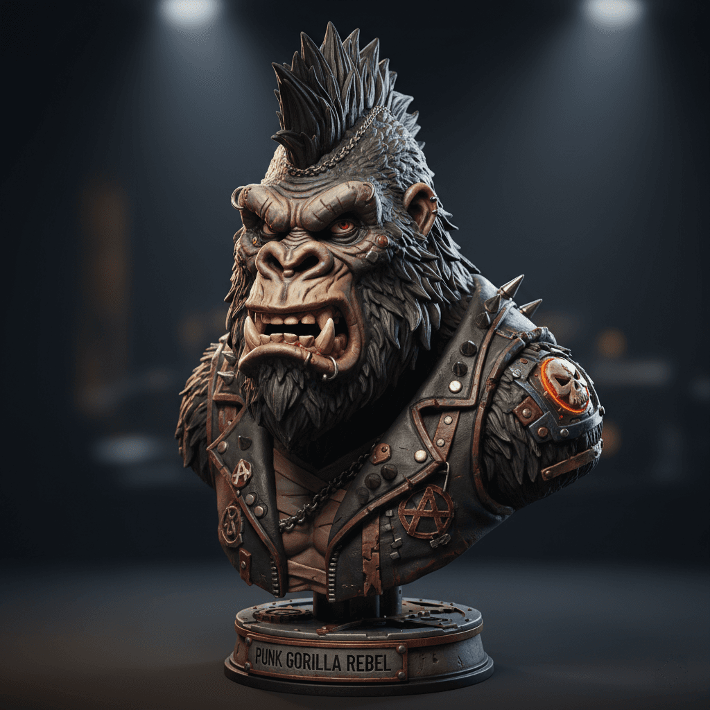 Punk Gorilla Bust Rebel Premium Printable STL 3d model