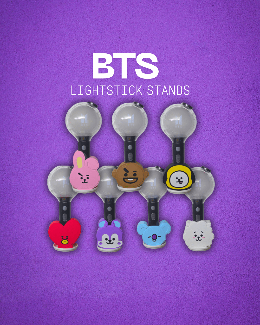 BTS BT21 7 Lighstick Stands for ARMY Bomb SE 3d model
