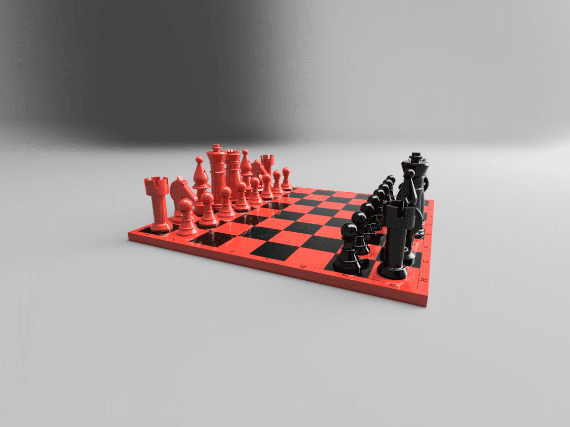 Custom Chess Board and Pieces 3d model