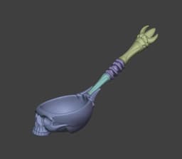 Necromancer Ceremonial Ladle – Skull Ritual Spoon 3d model