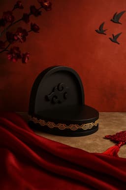 Oriental Cloud Shelf & Tray with Minimalist Golden Wave Motif 3d model