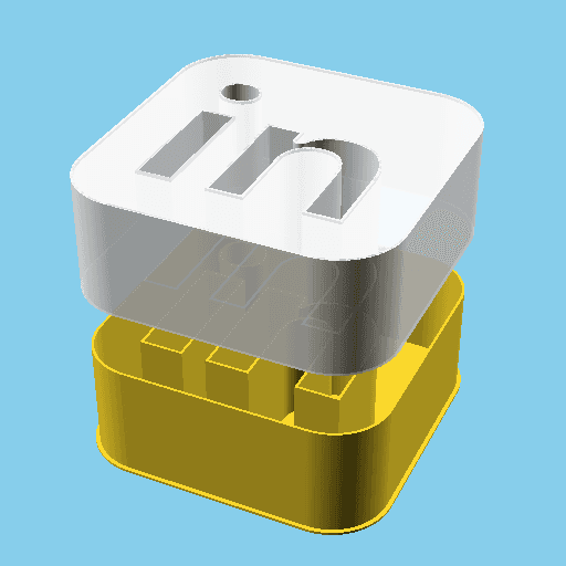 Square with text "in", nestable box (v1) 3d model