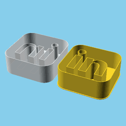 Square with text "in", nestable box (v1) 3d model