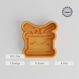 Drum Shape Cutter & Stamp Set, Cookie & Fondant Tool, 6 Pieces, Music Party Percussion, Sizes S/M/L PRODUCT_4864 3d model