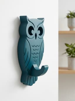 Woodland Owl Wall Hook - Minimalist Bird Coat Hanger STL 3d model