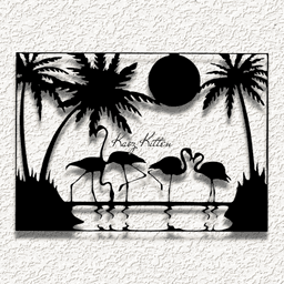 tropical flamingos WALL ART HOME DECOR 3d model