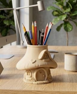 Mushroom House Pencil Holder 3d model